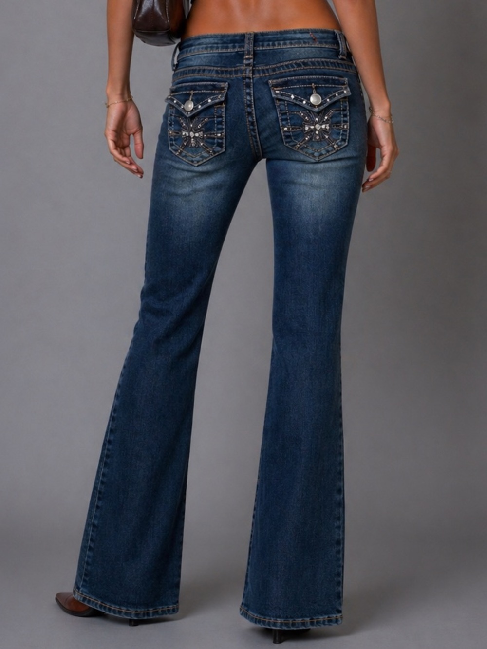 Y2K Tokyo Rhinestone Low Rise Bootcut Jeans